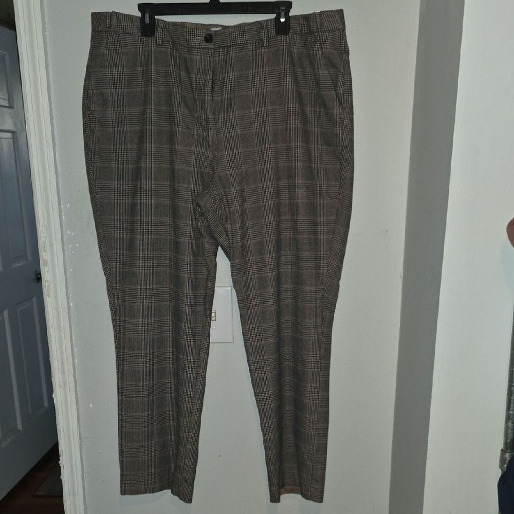L.L. Bean Women's Checkered Pants Brown and Black 20W Office Casual Classic Fit